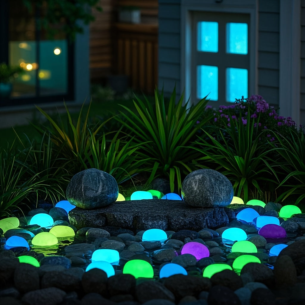 2201 piedras brillantes en la oscuridad - Decoración colorida y reutilizable para jardines, bodas, fiestas, festivales y acuarios - Uso en interiores y exteriores, decoración para fiestas | Piedras luminosas | Piedras plásticas, decoración para jardín