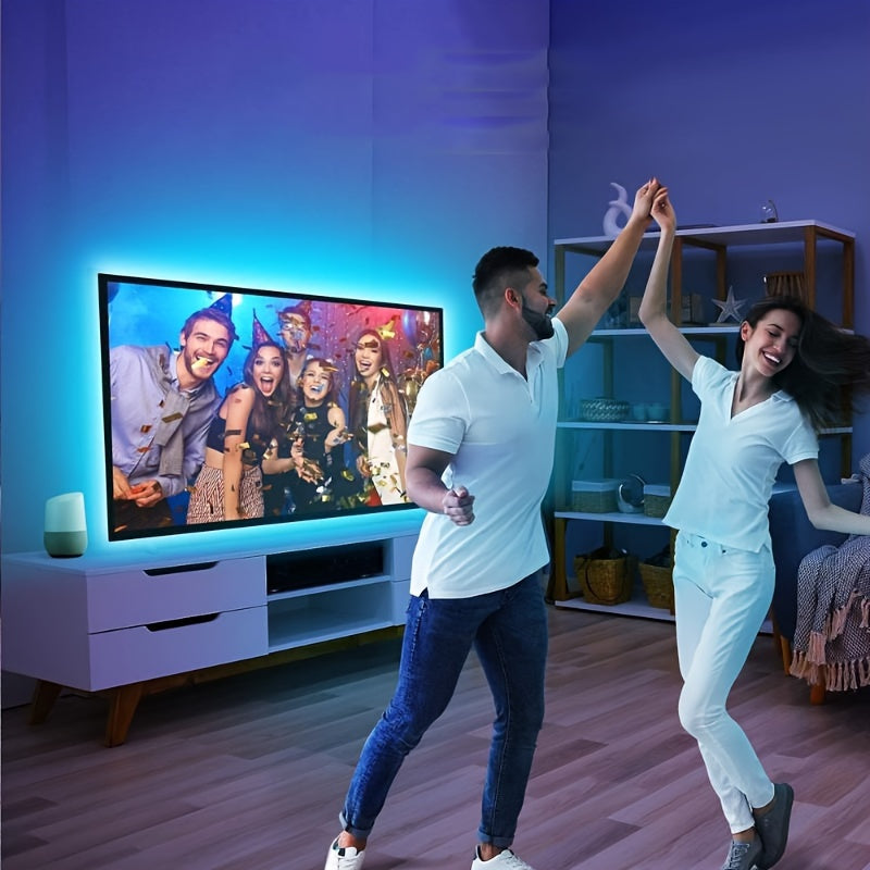 [Tira LED Regulable para TV] Tira de Iluminación LED Regulable de 196 pulgadas para TV - 1 Set para TV Inteligente de 22-65 pulgadas, 8 Colores, Modo Dinámico, Ajustable - Decoración de Fondo para Sala de Juegos, TV