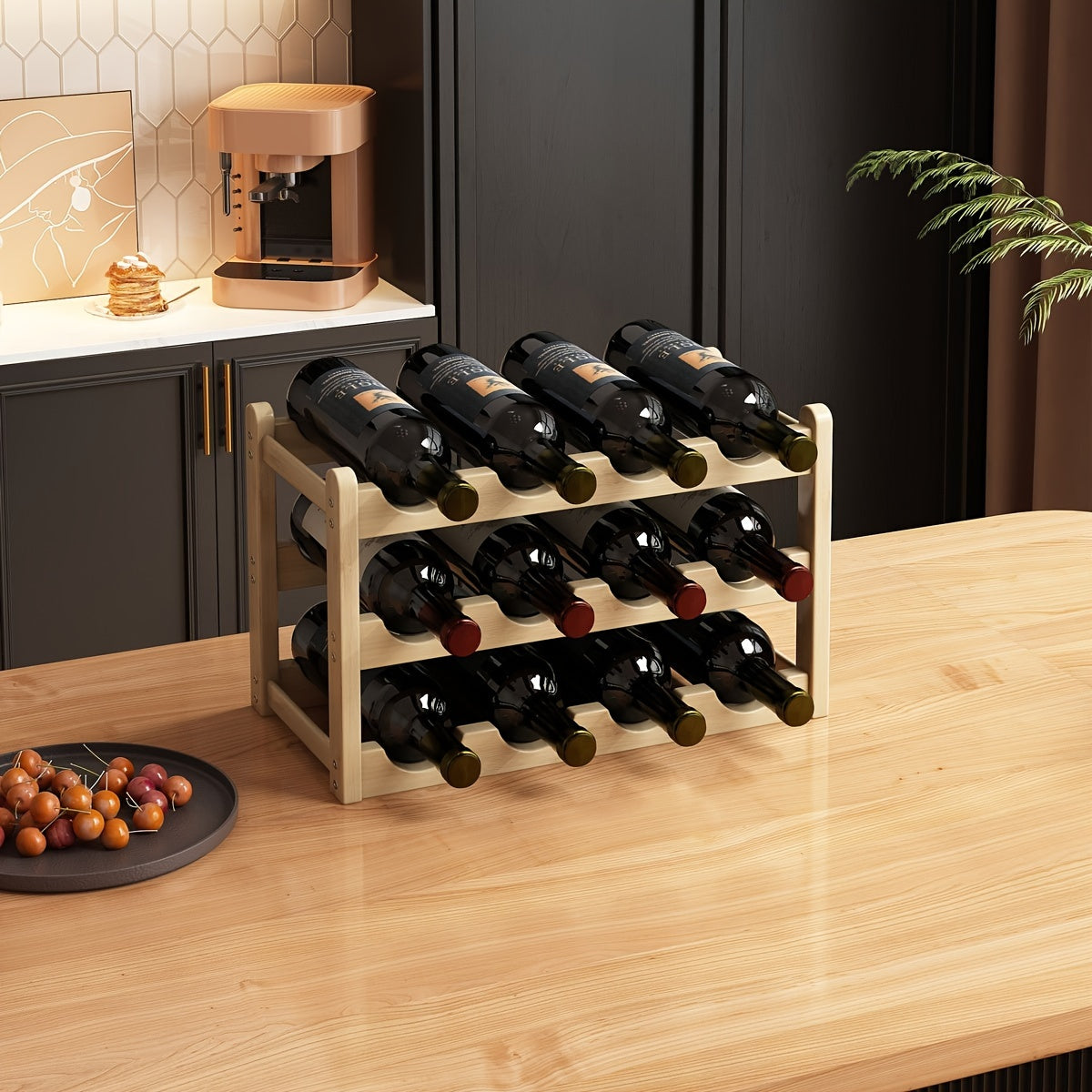 Un estante de vino de bambú para hacerlo uno mismo.