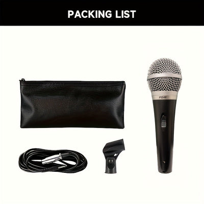Micrófono de mano X-Duonic PG48 con cable - Alta calidad, duradero, con clip, ideal para KTV, canto y karaoke, fácil de usar, no necesita batería, accesorio de karaoke | Micrófono de sonido dinámico | Micrófono duradero