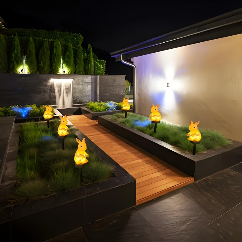 Lámparas solares para jardín con diseño de conejo lector LED, decoración exterior de resina para caminos, césped y adornos festivos, regalo perfecto para mujeres, montaje semiempotrado, control con interruptor, sin control remoto, batería de níquel, acce