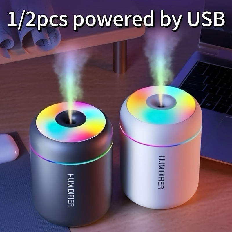 1/2 piezas de humidificador de luz colorida, carga USB, humidificador RGB, adecuado para hogar, cocina, dormitorio, oficina, Día de San Valentín, Día de la Madre, Día del Padre, elección perfecta para regalar.