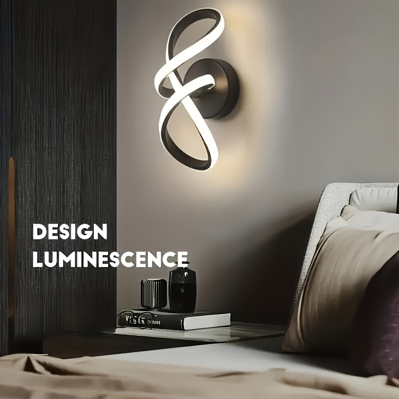 Linterna de pared moderna, fuente de luz LED tricolor en espiral de 18 vatios, 3000-6500K, lámpara de arte para interior, pasillo, galería, dormitorio o sala de estar