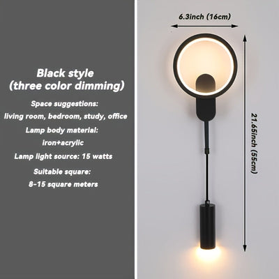 Luminarias de pared modernas con luces LED redondas - Eficientes en energía, sin parpadeo, brillo amarillo cálido para sala de estar, dormitorio y decoración de pasillos, uso interior, cableado, 85V-265V, luminarias de pared para dormitorio | Luminarias