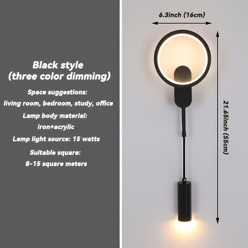 Luminarias de pared modernas con luces LED redondas - Eficientes en energía, sin parpadeo, brillo amarillo cálido para sala de estar, dormitorio y decoración de pasillos, uso interior, cableado, 85V-265V, luminarias de pared para dormitorio | Luminarias