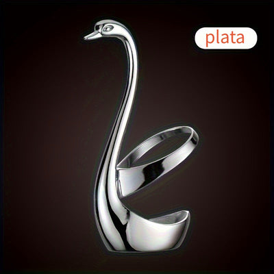 Soporte para cubiertos en forma de cisne elegante de acero inoxidable 304, 1 pieza - Diseño elegante, no incluye tenedor ni cuchara, ideal para decoración del hogar, mesa de café, hotel y fiestas