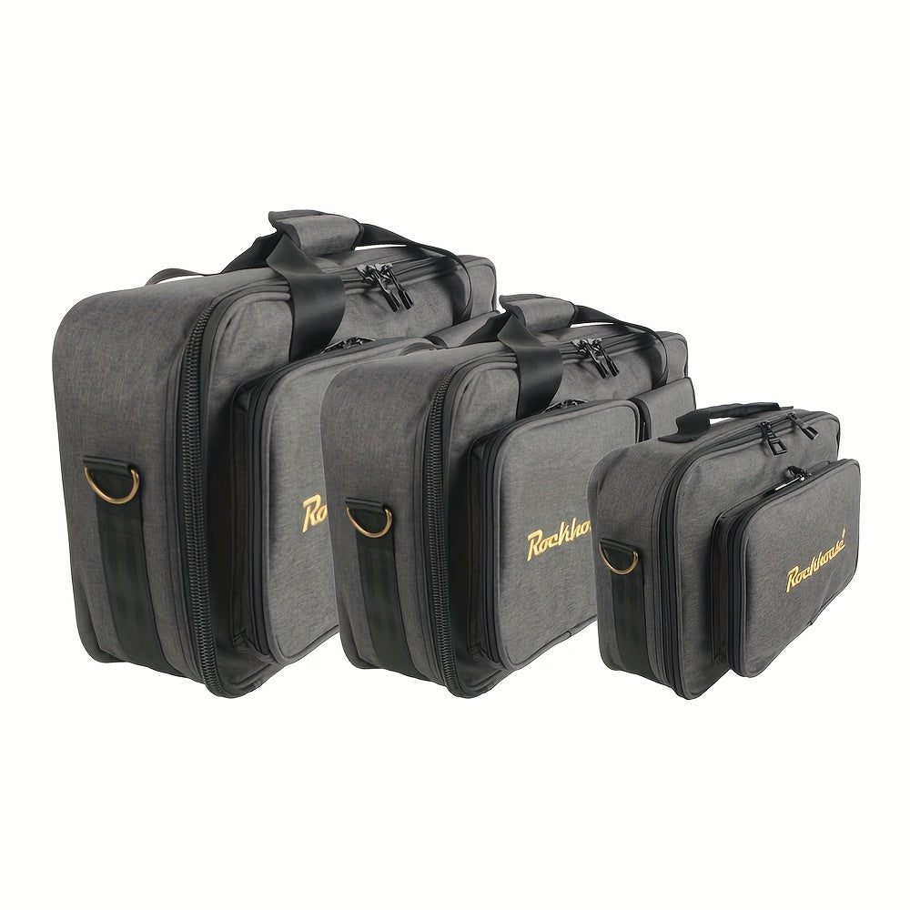 Estuche Profesional Portátil Multi-Efecto para Pedales - Bolsa Resistente Gris para Controladores DJ y Equipos con Múltiples Compartimentos, Costuras Reforzadas, Cremalleras Doradas y Asas Ergonómicas para Músicos, Uso en Directos y Estudio, Funda para P