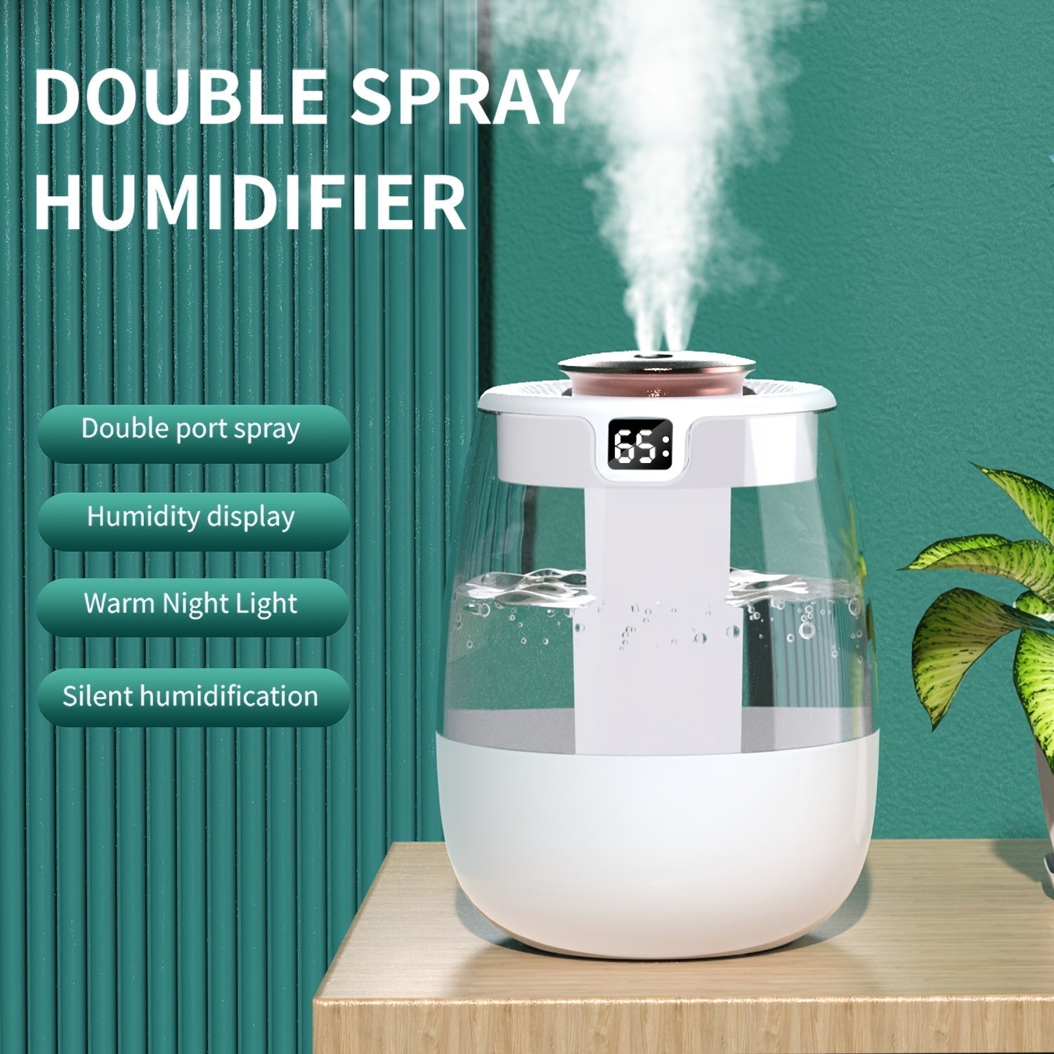 Humidificador ultrasilencioso con gran capacidad y USB, ideal para dormitorio y oficina