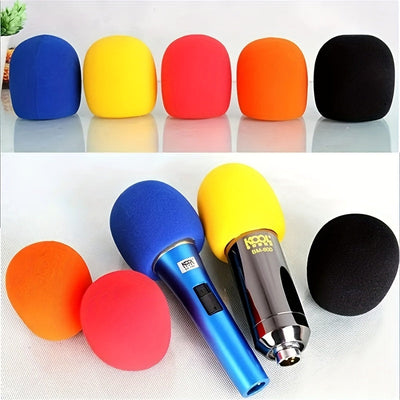 5 Fundas de Micrófono Resistentes a Viento, Polvo y Golpes - Fundas Lavables No Desechables para Estudio, Live, KTV, Podcast - Compatibles con la Mayoría de Microfonos (Azul/Amarillo/Rojo/)