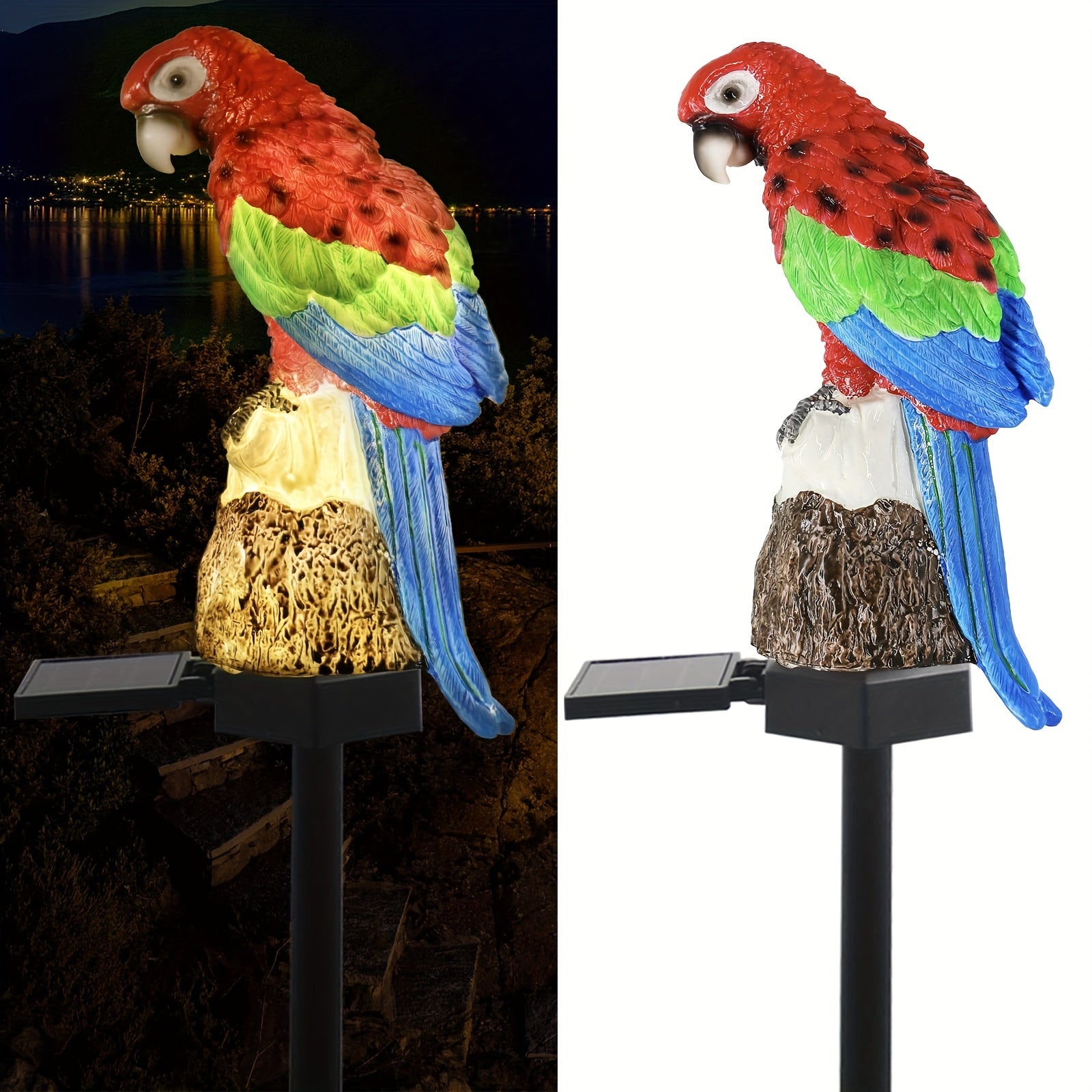1pc Luces Solares para Jardín en Estacas - Luces Solares de Loro para Jardín Exterior, Luces de Jardín LED de Color Blanco Cálido con Energía Solar para Caminos, Patio Trasero, Césped y Decoración Paisajística