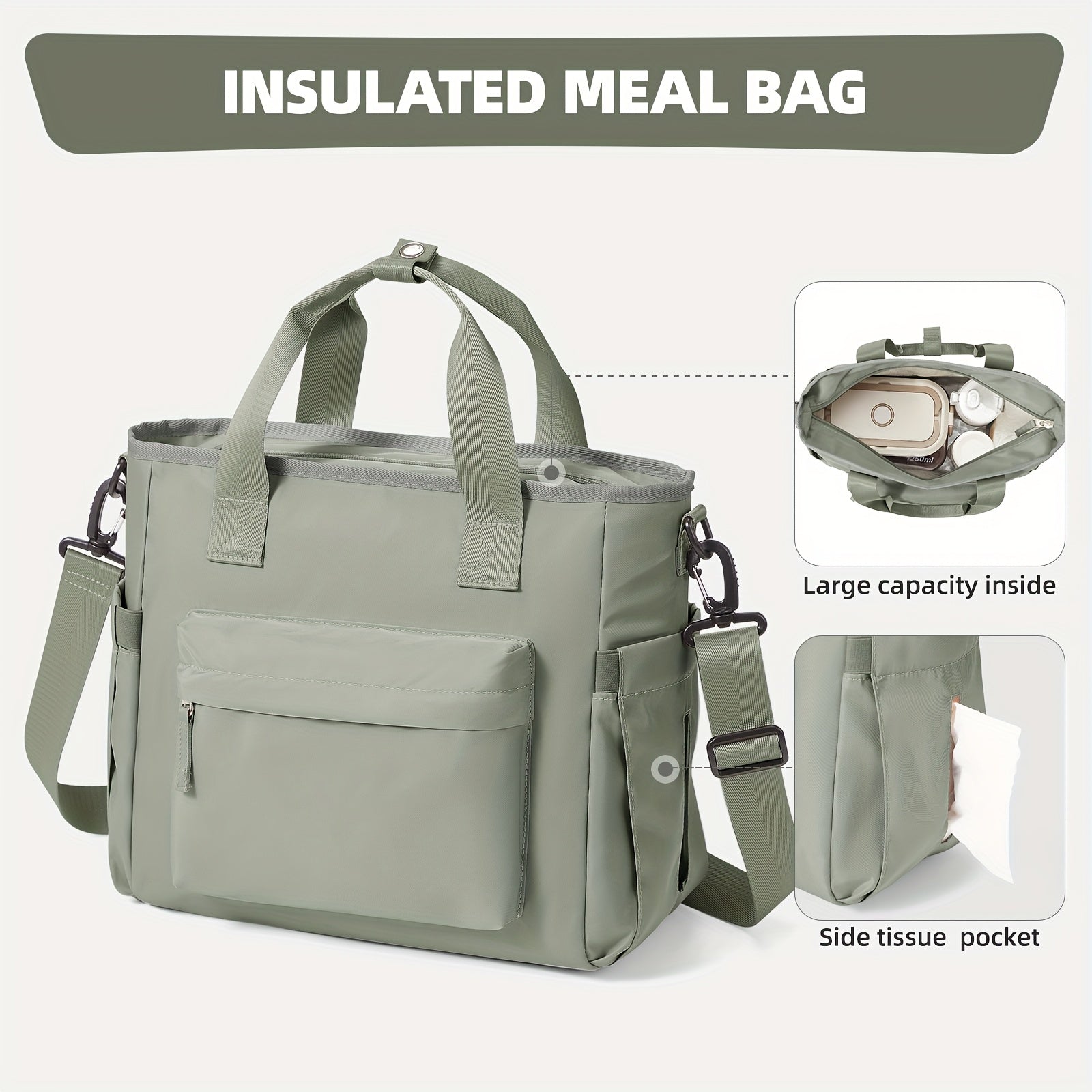 Nevera Térmica Reutilizable para Hombres y Mujeres, Bolsa de Almuerzo Aislada Antifugas con Correa de Hombro, Ideal para Trabajo, Picnic, Camping, Escuela o Playa – Regreso a Clases