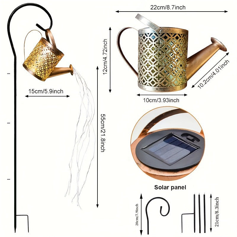 Regaderas Solares para Caminos - Decoración de Jardín con Gancho Colgante - Lámpara Desmontable y Eficiente en Energía Solar con Pantalla Plástica - Ideal para Patio, Césped, Senderos y Decoración Festiva, Uso Todo el Año
