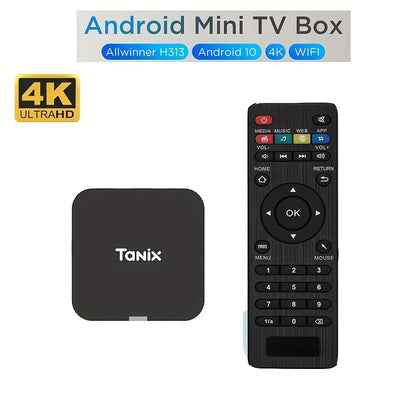 TUOGTCI Android 10.0 Mini Caja de TV con procesador Allwinner H313 Quad-Core, 4K Ultra HD 60Hz, montable en la pared o detrás de la TV, diseño compacto para entretenimiento de ahorro de espacio, alimentado por USB con control remoto, dispositivo de trans