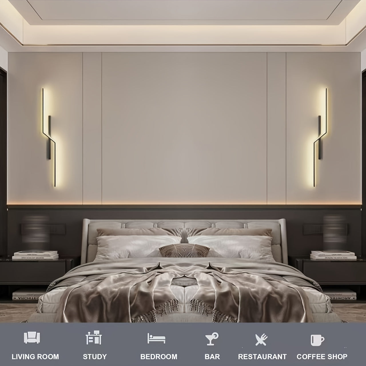 2 piezas, Lámpara de Pared para Dormitorio, Luces Lineales de Tira, Apliques de Pared LED Modernos Estilo Nórdico Minimalista para Pasillo, Sala de Estar, Escalera, Isla de Cocina, Luzes de Fondo para TV, Temporizadores de Color Regulables, Decoración de