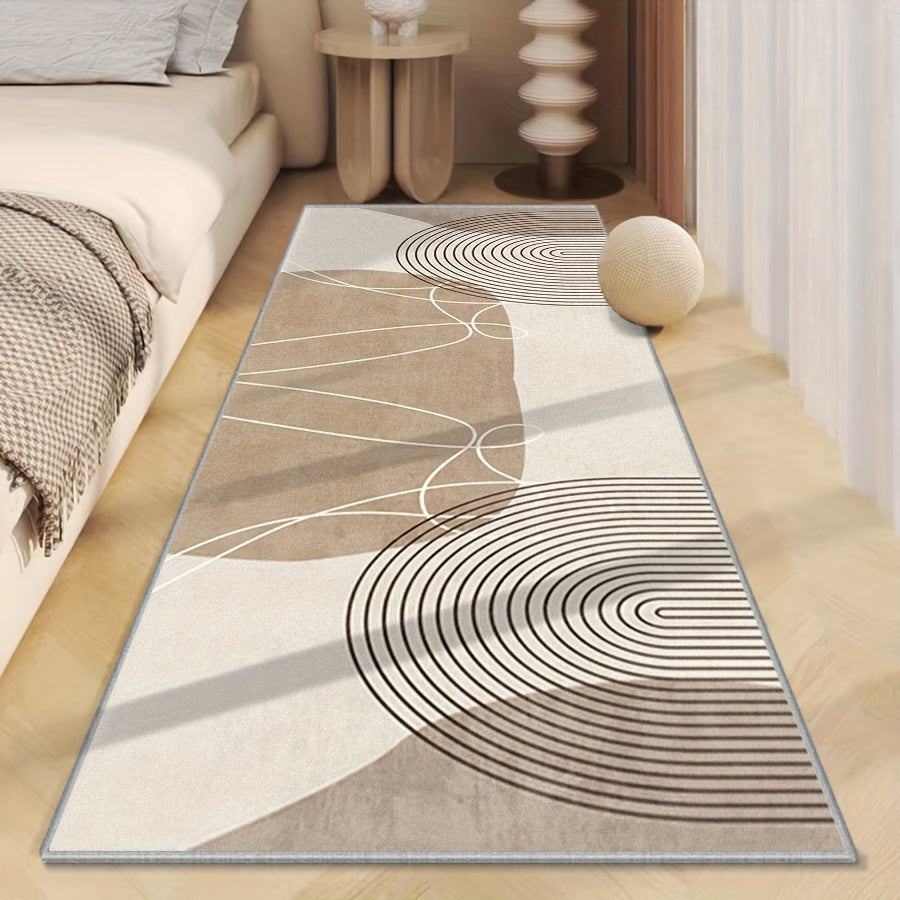 Alfombra moderna abstracta geométrica - Imitación de cachemira de lujo, liviana, color beige/gris/blanco, antideslizante, suave y cómoda, ideal para cocina, sala, dormitorio o pasillo, perfecta para decoración de primavera y verano