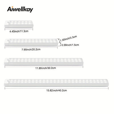Paquete de 4 luces de escenario LED Aiwellkay - Recargables con alimentación USB, con brillo ajustable, 3 temperaturas de color (cálido/frío/día), instalación inalámbrica sin cable, modo doble encendido/apagado, portátil/suspendido/adhesivo para conciert