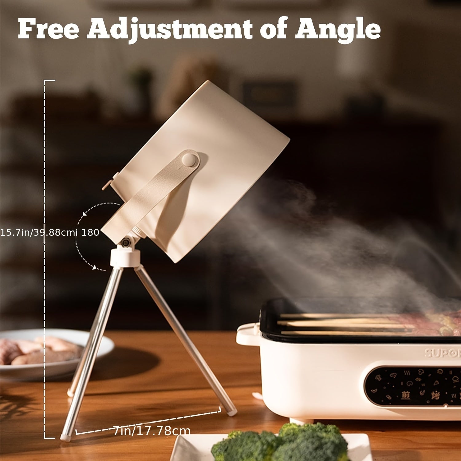 Exhausto de cocina portátil con 3 velocidades, pantalla de filtro desmontable, aceite adsorbido, ventilador de cocina mini para olla exprés y barbacoa al aire libre con 2/5/12 filtros