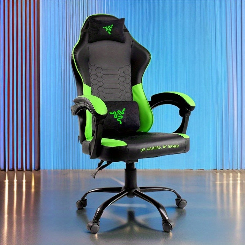 Butaca Ergonómica para Gaming con Ajuste de Altura y Giratorio 360° - Estructura Metálica Resistente, Cojín PU - Para PC, Laptop, Oficina en Casa, eSports - Silla de Escritorio Fácil Montaje, Estética Deportiva