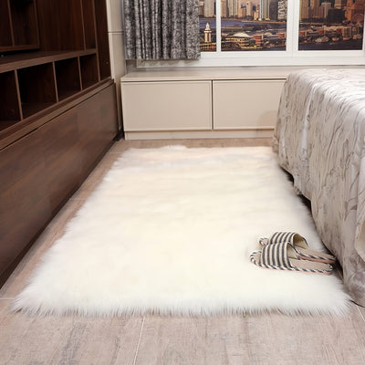 1pc Alfombra de Pelo Sintético Suave, Alfombra de Felpa Antideslizante de Poliéster, Alfombra Acogedora para Lado de la Cama, con Limpieza en Seco Solo, para Sala de Estar, Dormitorio, Estudio, Vestidor, Decoración para el Hogar, Navidad
