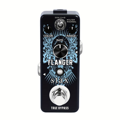Amuzik Pedal de Guitarra Analógico Vintage Flanger - Efecto True Bypass con Controles de Perilla, Construcción Metálica Resistente para Guitarras Eléctricas, Compatible con Amplificadores, Multi-Banda Flanger para Sonidos Rock/Jazz/Sintetizador Retro, Pe