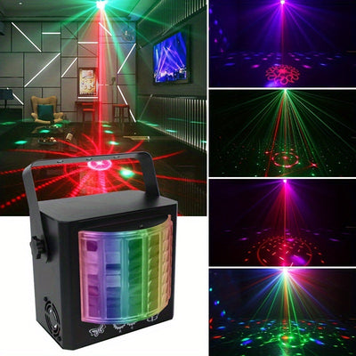 Mini Luz Láser de Fiesta con Alimentación USB YSH | Efectos LED y Láser Multicolor con Control Remoto | Cuerpo Portátil de Hierro | Activado por Voz, Batería No Recargable | Ideal para KTV, DJ, Cumpleaños, Bodas, Halloween, Acción de Gracias, Navidad y F
