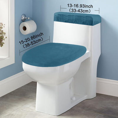 2 fundas elásticas para asiento de baño de piel de zorro plateado - Suaves, lavables de poliéster, antipolvo para tapa y tanque, fácil instalación, decoración de baño | Accesorio moderno para baño | Textura tejida