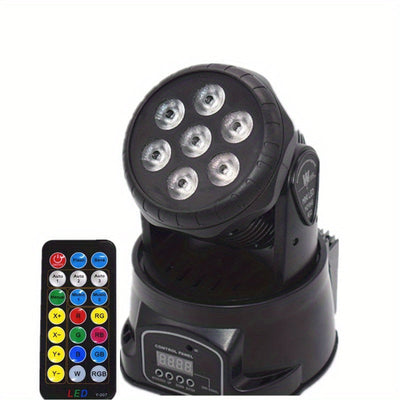 Luces de discoteca para DJ con cabezas móviles, 7 x 8W Mini Luces de escenario móviles RGBW, Spotlight activado por sonido DMX, Luces de haz. Adecuado para fiestas, clubes, conciertos, bodas, eventos en vivo, DJs, bares, actuaciones y espectáculos de luz