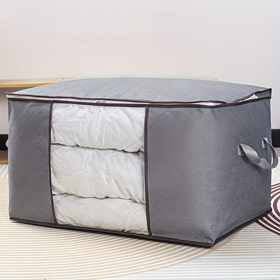 Bolsa organizadora grande para ropa, hecha de tela no tejida, con ventana transparente y cierre seguro de cremallera, protector multiusos para cobijas, edredones y ropa de temporada, almacenamiento debajo de la cama