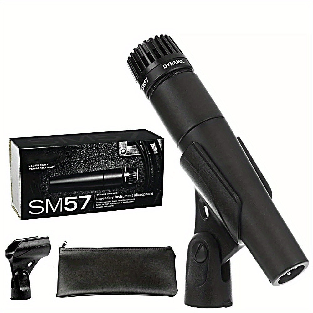 Micrófono vocal legendario SM57 - Micrófono dinámico profesional de metal para canto en escena, karaoke, grabación de B-Box, cableado, conector XLR, negro, actuación en escena | Micrófono profesional | Acabado metálico