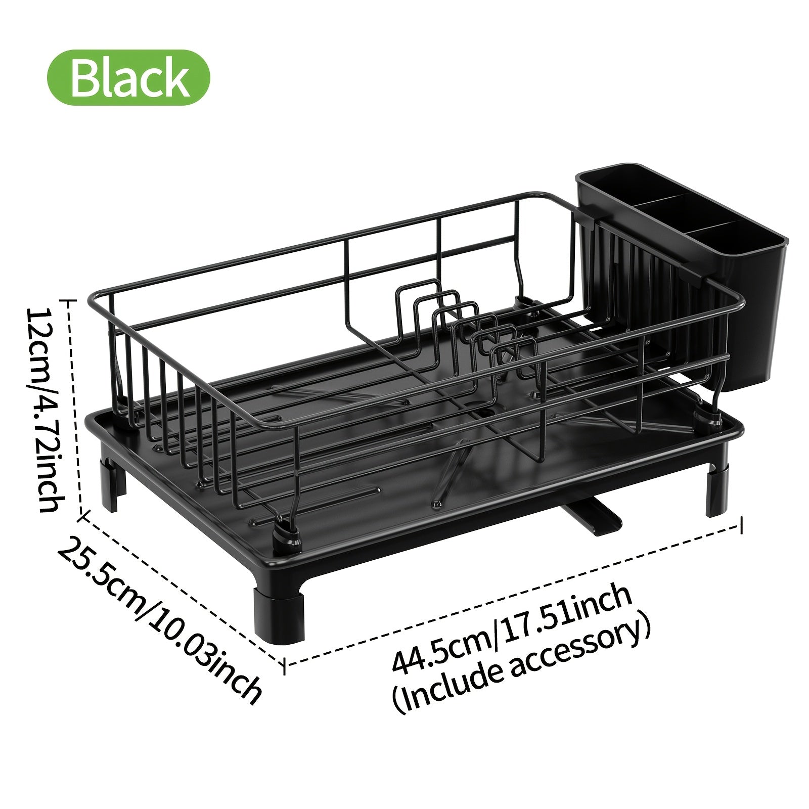 Estante para Platos de Una Capa que Ahorra Espacio con Porta-Cubiertos y Tabla de Escurre - Perfecto para la Organización del Fregadero de la Cocina