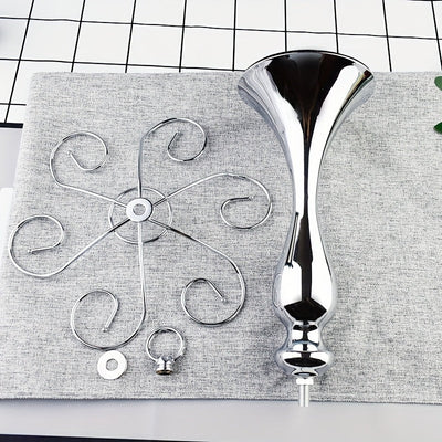 1pc Soporte Colgante para 4 Botellas de Vino en Metal Pulido - Diseño Artístico Ahorrador de Espacio para Cocina, Bar o Comedor - Estante Decorativo Multiusos con Acabado Metálico Brillante y Vidrio Transparente, Construcción Duradera