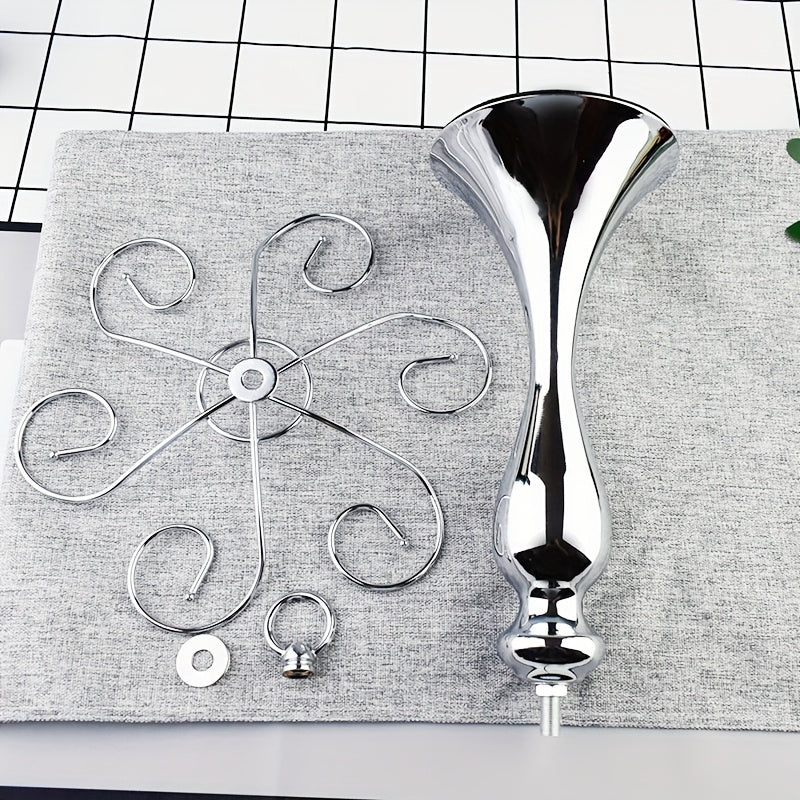 1pc Soporte Colgante para 4 Botellas de Vino en Metal Pulido - Diseño Artístico Ahorrador de Espacio para Cocina, Bar o Comedor - Estante Decorativo Multiusos con Acabado Metálico Brillante y Vidrio Transparente, Construcción Duradera