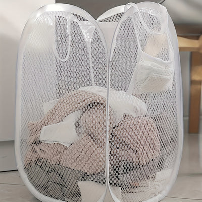 Cesta de lavandería emergente de gran capacidad con asas, cesta de lavandería de malla plegable para guardar ropa sucia, una solución práctica para el hogar, cestas de estantes