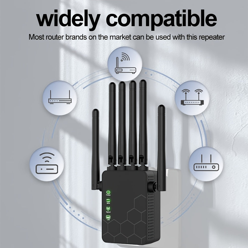 Extensor de señal WiFi potente, amplificador de cobertura, 300 Mbps, con 6 antenas receptoras de alta potencia, modo AP, compatible con puerto Ethernet