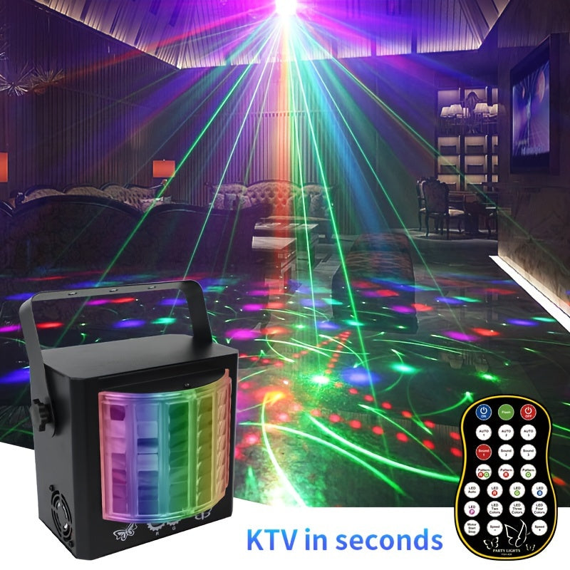 Láser inteligente portátil mini mariposa con cambio de color RGB, proyección multicolor para decoración ambiental, lámpara proyector para discoteca con control de sonido y modo automático, patrones ajustables, ideal para fiestas, espectáculos en vivo, ba