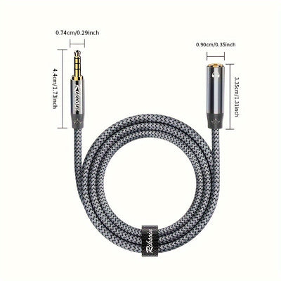 Cable de extensión de audio de alta fidelidad de 3,5 mm, chapado en oro de 24K + trenzado de nailon, compatible con para for iphone/para for ipad/dispositivos Android - RIKSION, conector masculino a masculino, cable de audio portátil | Cable de auricular