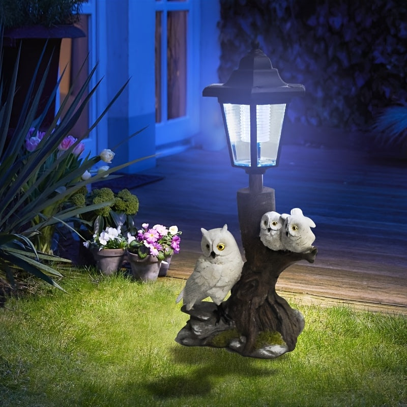 1 pieza de Estatua de Búho con Energía Solar - Lámpara Decorativa para Jardín de Resina con Detalles de Plumas Realistas, Iluminación Ambiente Exterior para Patio, Balcón o Jardín, Regalo Perfecto para Amigos y Día de la Madre, Decoración Hogareña de Búh