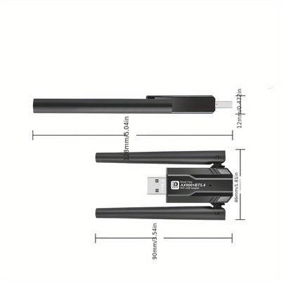 Tarjeta de red WiFi6 de doble banda, adaptador de red inalámbrica con receptor externo USB, velocidad de 900Mbps, plug-and-play, doble antena, para PC de escritorio/ordenador portátil, no requiere batería, alimentado por USB, accesorio de red | Diseño el