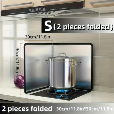 Un conjunto de protector de salpicaduras de acero inoxidable - Resistente al calor, antiadherente, protección de estufa de cocina - Incluye 2 paneles plegables, adecuado para hogar, RV, camping - 1pieza Diseño doble