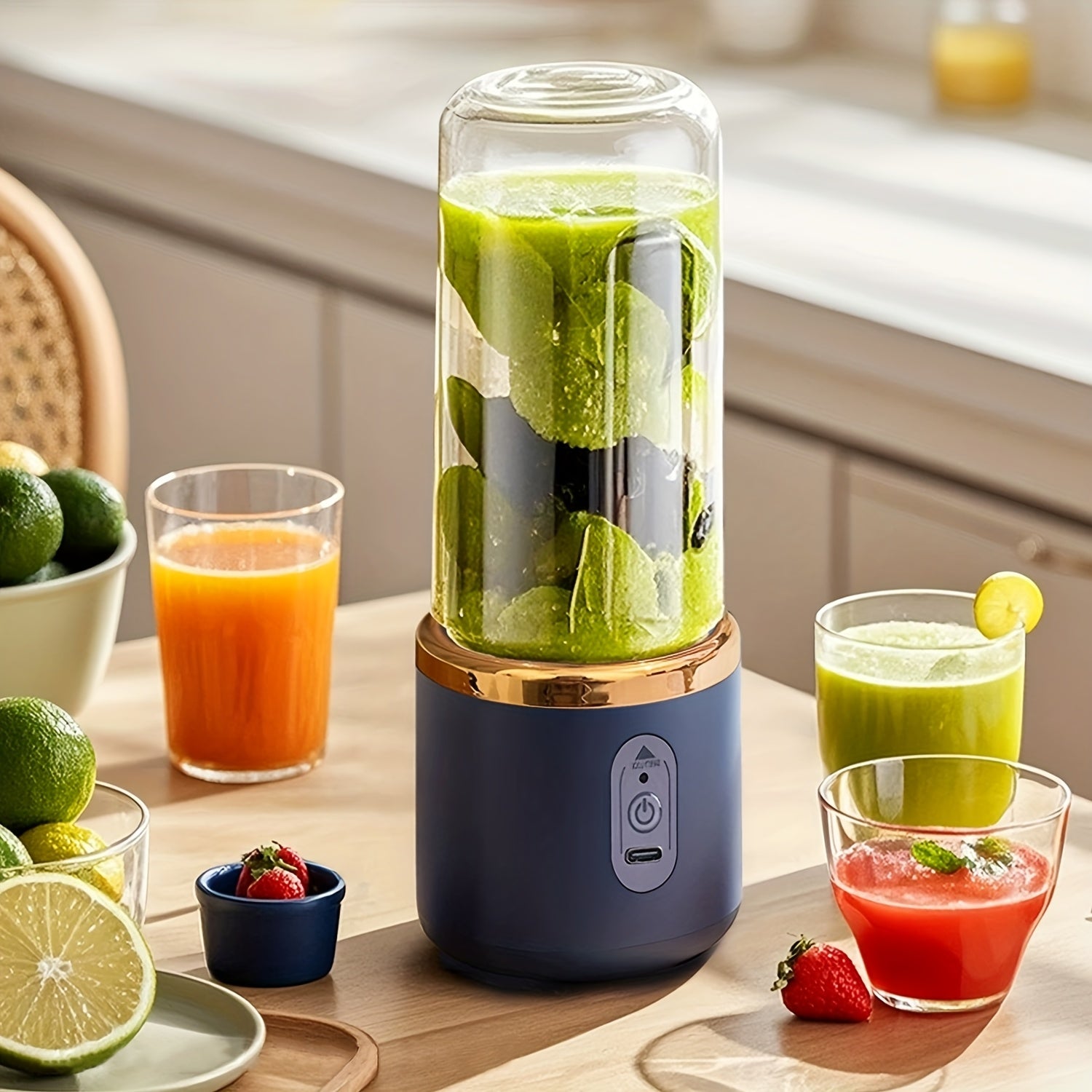 Licuadora portátil de 400ml recargable por USB con 6 cuchillas - Acero inoxidable duradero, hacedor de batidos de tamaño para viajes para hogar, cocina y en movimiento, Licuadora para el hogar|Licuadora compacta|Licuadora de acero inoxidable