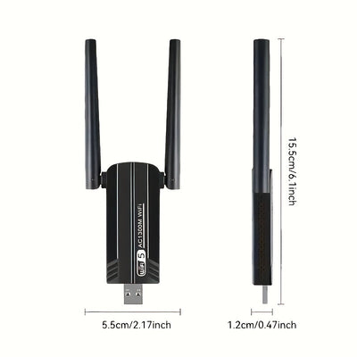 Adaptador de Red Inalámbrica USB 3.0 Dual-Band, Tarjeta WiFi para PC con Antena Integrada de Alta Ganancia de 1300Mbps – Plug & Play en Windows 10/11, ¡Activa Instantáneamente la Función WiFi y Punto Acceso Móvil!