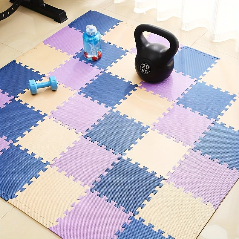 14 piezas de tapetes de espuma EVA entrelazados, juego de tapetes de gimnasia de color sólido de 30 cm cuadrados, tapete de juego lavable a mano para dormitorio, sala de estar, balcón, jaula para mascotas - Esencial para las vacaciones de Navidad