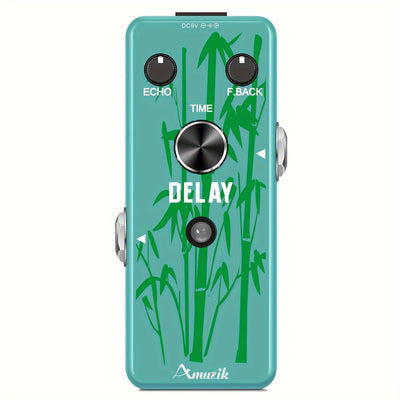 Amuzik Pedal de Retardo Analógico para Guitarra - Vintage, Efecto True Bypass con Tiempo de Retardo (20ms-620ms) y Control Mix, Alimentación USB (Sin Adaptador Necesario), Mini Pedal Board FX para Guitarras Eléctricas, Compatible con Amplificadores y Mul
