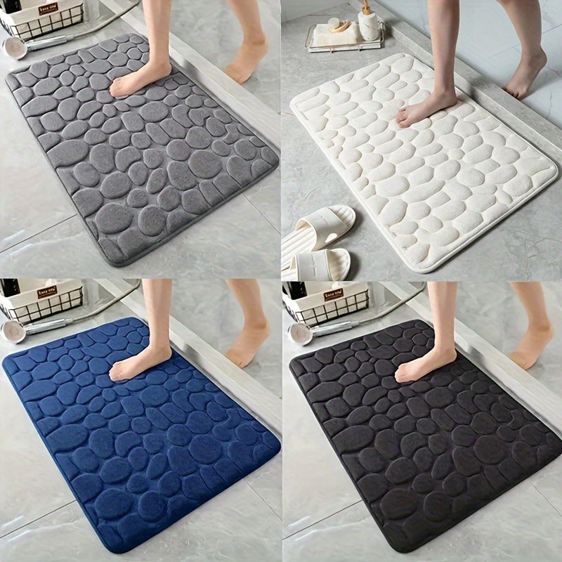 Alfombrilla antideslizante para baño con textura de guijarros, gamuza coral, base de PVC, esponja gruesa que absorbe rápidamente la humedad, seis colores disponibles, adecuada para baño y dormitorio