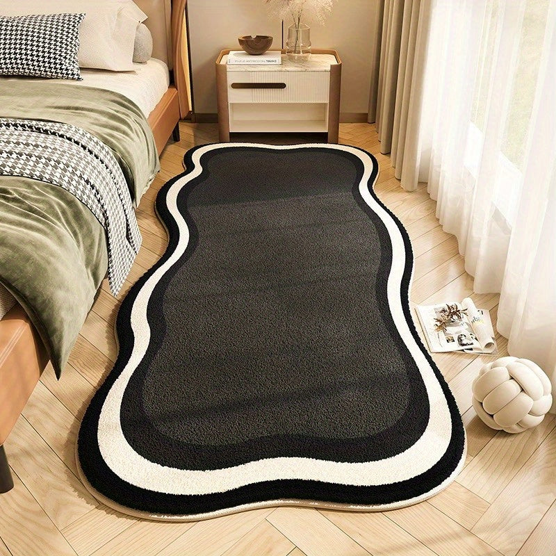 Alfombra de felpa imitación cachemira de 10 mm de grosor - Diseño irregular en tira larga, suave y esponjosa para dormitorio, pasillo y vestidor, múltiples colores, solo lavado a mano, decoración moderna para el hogar, tapetes para habitación
