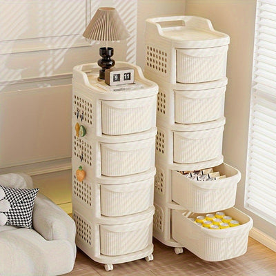 1 pieza de organizador de almacenamiento rectangular de polipropileno, cajón de varios niveles con ruedas, no, lavable a mano, material plástico, multiusos, para cocina, sala de estar, snacks y juguetes.