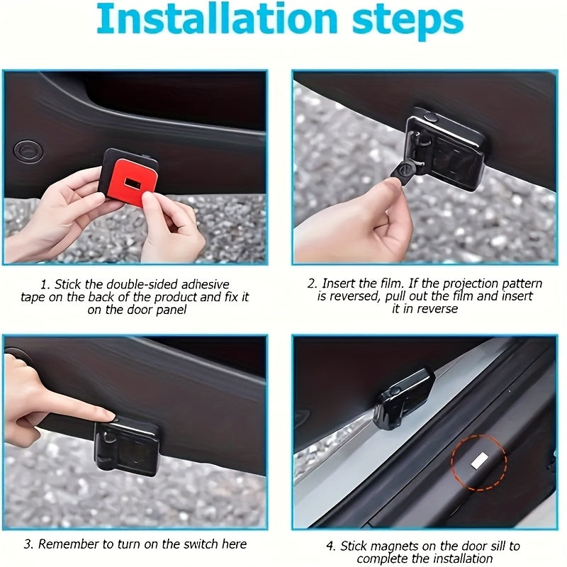 Luces de bienvenida para puertas de coche de cuatro piezas con proyección de logotipo estilizado, proyector universal inspirado en el equipo original para una instalación sencilla - compatible con la mayoría de vehículos OEM
