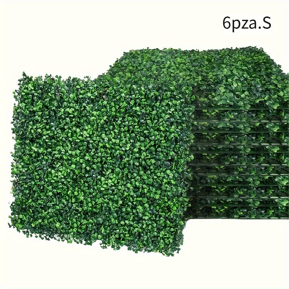 6 Paneles de Pared de Boj Artificial, Follaje Sintético para Exteriores, Valla Verde Oscuro de Plástico Adecuada para Decoración Interior/Exterior, Pantalla de Privacidad, Telón de Fondo para Bodas, Paisajismo en Hogar y Oficina, Cada Pieza Mide 101.3 cm