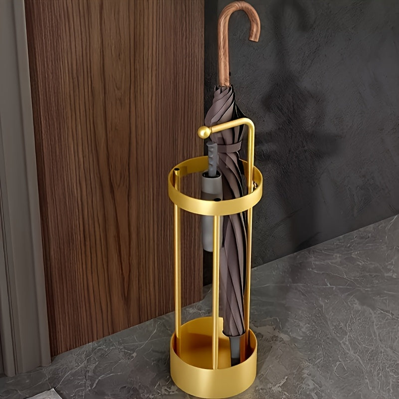 1-Pack Soporte para Paraguas y Bastones de Estilo Nórdico - Organizador Independiente de Hierro con Bandeja Antigoteo, Diseño Contemporáneo para Hogar, Escuela u Oficina, Accesorio Funcional, Decoración Moderna en Acabado Elegante