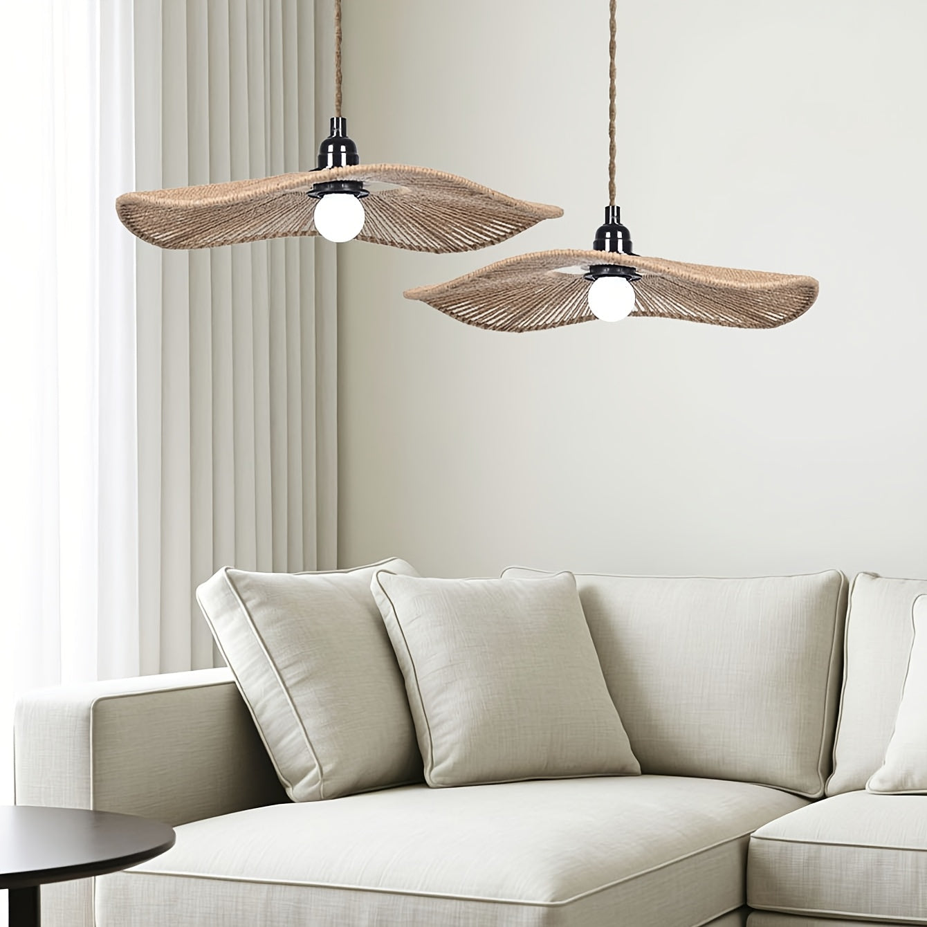 Linterna Colgante Rústica Tejida con Diseño de Sombrero de Paja Natural - Iluminación Artística Retro para Restaurantes, Bares y Decoración de Salones Zen o Alojamientos, Sin Necesidad de Electricidad